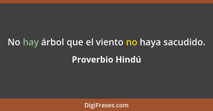 No hay árbol que el viento no haya sacudido.... - Proverbio Hindú