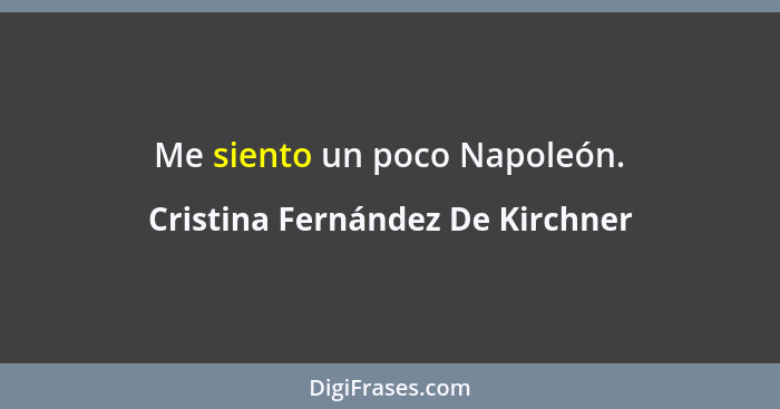 Me siento un poco Napoleón.... - Cristina Fernández De Kirchner