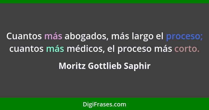 Cuantos más abogados, más largo el proceso; cuantos más médicos, el proceso más corto.... - Moritz Gottlieb Saphir
