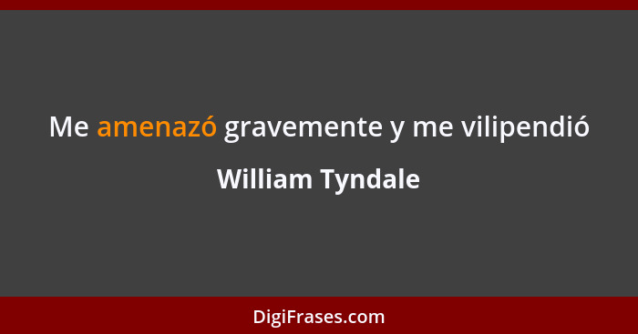 Me amenazó gravemente y me vilipendió... - William Tyndale