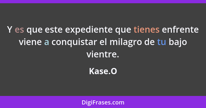 Y es que este expediente que tienes enfrente viene a conquistar el milagro de tu bajo vientre.... - Kase.O