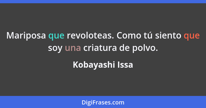 Mariposa que revoloteas. Como tú siento que soy una criatura de polvo.... - Kobayashi Issa