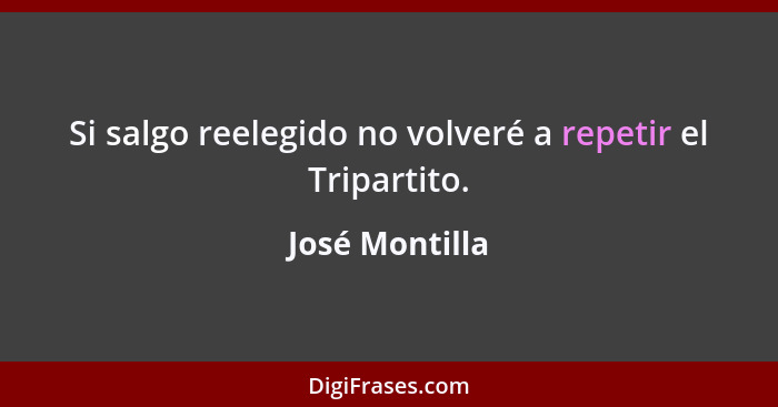 Si salgo reelegido no volveré a repetir el Tripartito.... - José Montilla