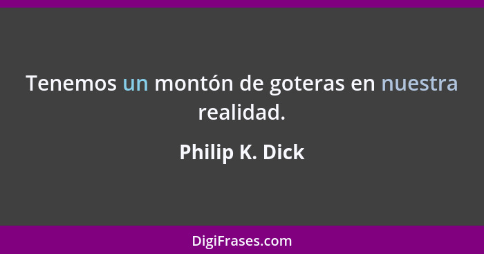 Tenemos un montón de goteras en nuestra realidad.... - Philip K. Dick