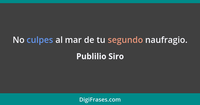 No culpes al mar de tu segundo naufragio.... - Publilio Siro