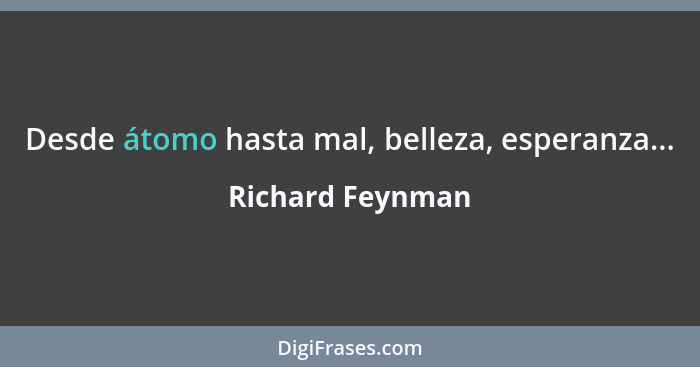 Desde átomo hasta mal, belleza, esperanza...... - Richard Feynman