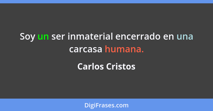 Soy un ser inmaterial encerrado en una carcasa humana.... - Carlos Cristos