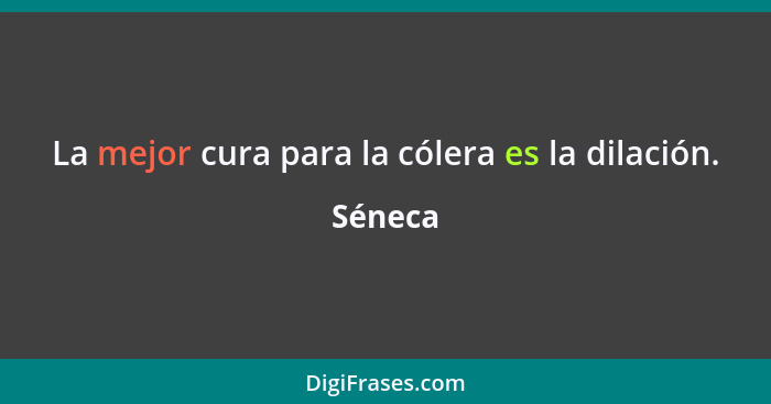 La mejor cura para la cólera es la dilación.... - Séneca