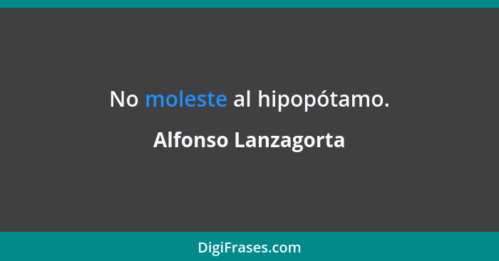 No moleste al hipopótamo.... - Alfonso Lanzagorta