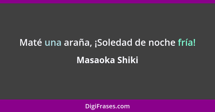 Maté una araña, ¡Soledad de noche fría!... - Masaoka Shiki