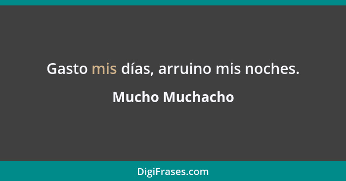 Gasto mis días, arruino mis noches.... - Mucho Muchacho