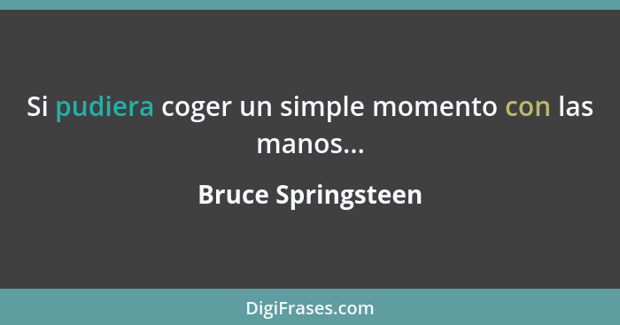 Si pudiera coger un simple momento con las manos...... - Bruce Springsteen