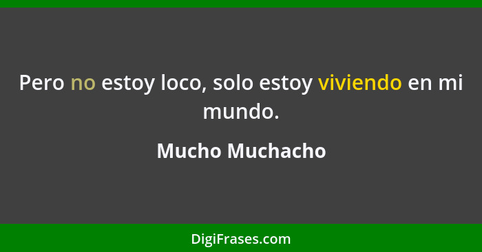 Pero no estoy loco, solo estoy viviendo en mi mundo.... - Mucho Muchacho