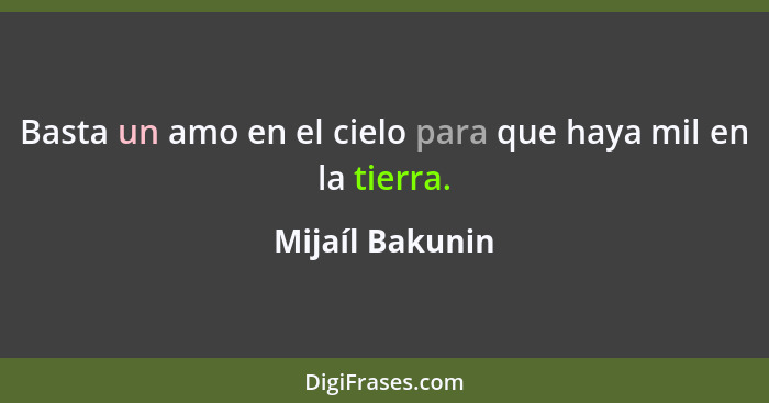 Basta un amo en el cielo para que haya mil en la tierra.... - Mijaíl Bakunin