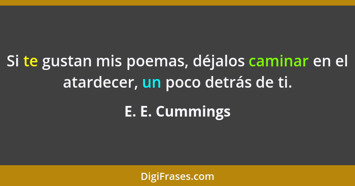 Si te gustan mis poemas, déjalos caminar en el atardecer, un poco detrás de ti.... - E. E. Cummings