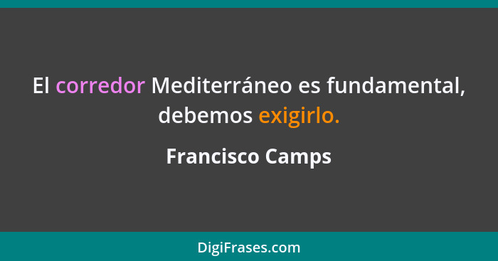 El corredor Mediterráneo es fundamental, debemos exigirlo.... - Francisco Camps