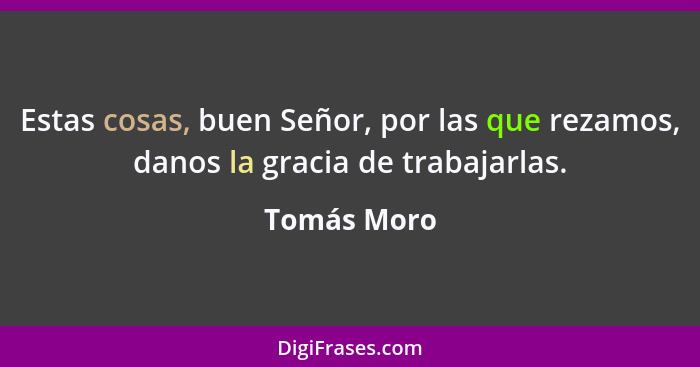 Estas cosas, buen Señor, por las que rezamos, danos la gracia de trabajarlas.... - Tomás Moro