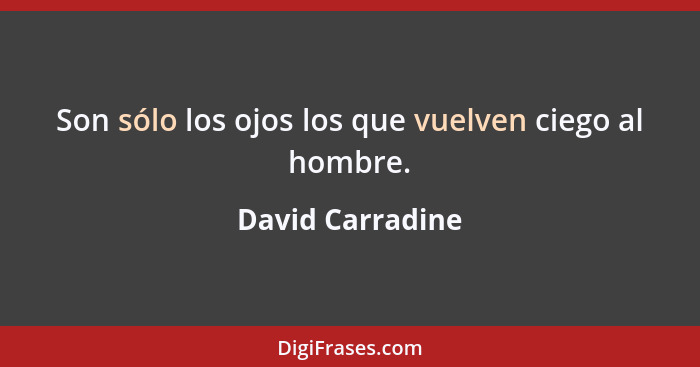 Son sólo los ojos los que vuelven ciego al hombre.... - David Carradine