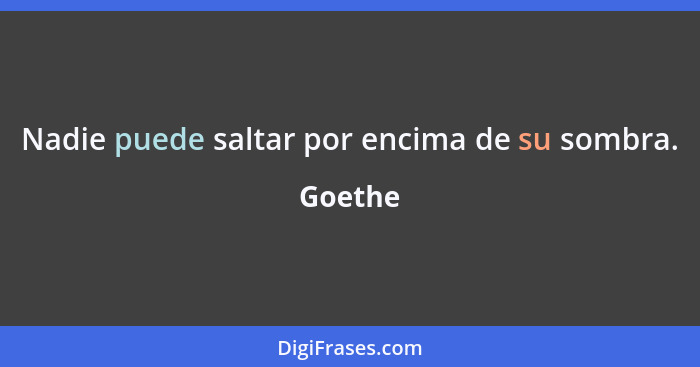 Nadie puede saltar por encima de su sombra.... - Goethe