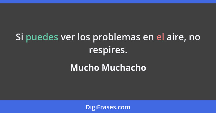 Si puedes ver los problemas en el aire, no respires.... - Mucho Muchacho