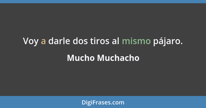 Voy a darle dos tiros al mismo pájaro.... - Mucho Muchacho