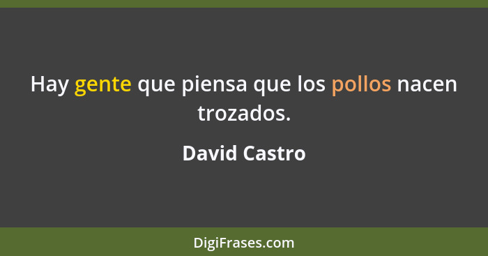 Hay gente que piensa que los pollos nacen trozados.... - David Castro