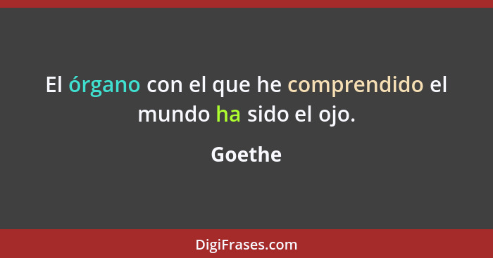 El órgano con el que he comprendido el mundo ha sido el ojo.... - Goethe