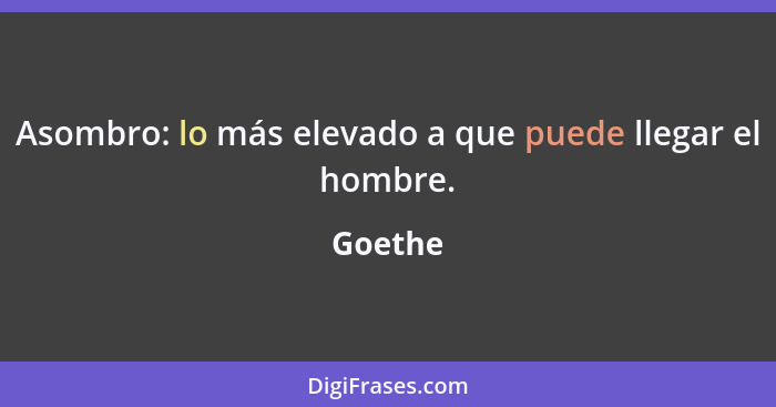 Asombro: lo más elevado a que puede llegar el hombre.... - Goethe