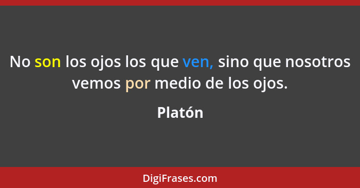 No son los ojos los que ven, sino que nosotros vemos por medio de los ojos.... - Platón