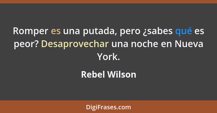 Romper es una putada, pero ¿sabes qué es peor? Desaprovechar una noche en Nueva York.... - Rebel Wilson