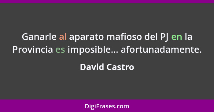 Ganarle al aparato mafioso del PJ en la Provincia es imposible... afortunadamente.... - David Castro