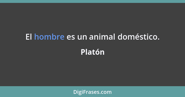 El hombre es un animal doméstico.... - Platón