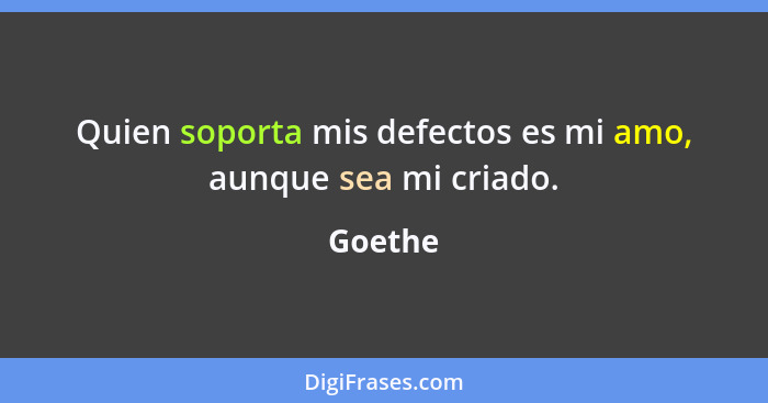 Quien soporta mis defectos es mi amo, aunque sea mi criado.... - Goethe