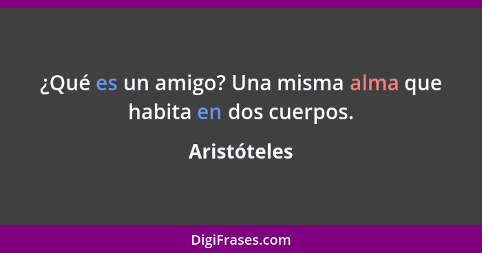 ¿Qué es un amigo? Una misma alma que habita en dos cuerpos.... - Aristóteles