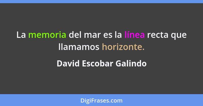La memoria del mar es la línea recta que llamamos horizonte.... - David Escobar Galindo