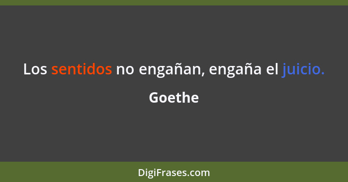 Los sentidos no engañan, engaña el juicio.... - Goethe