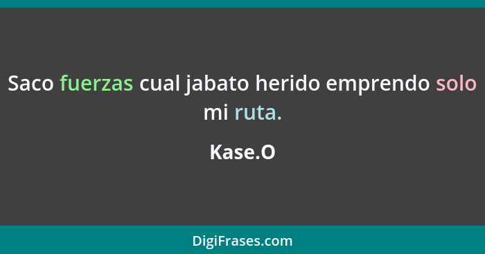 Saco fuerzas cual jabato herido emprendo solo mi ruta.... - Kase.O