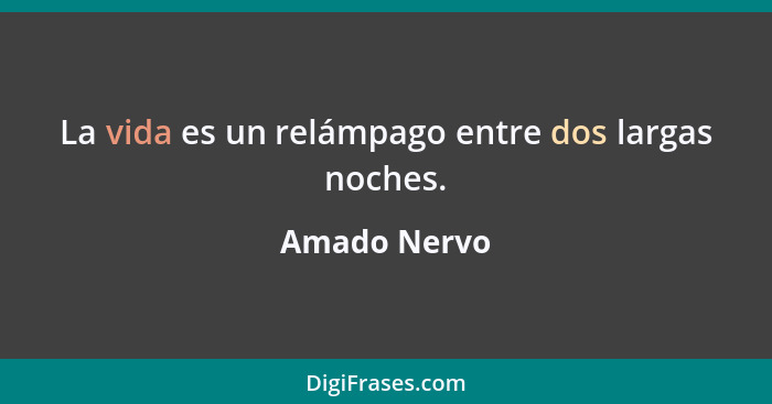 La vida es un relámpago entre dos largas noches.... - Amado Nervo