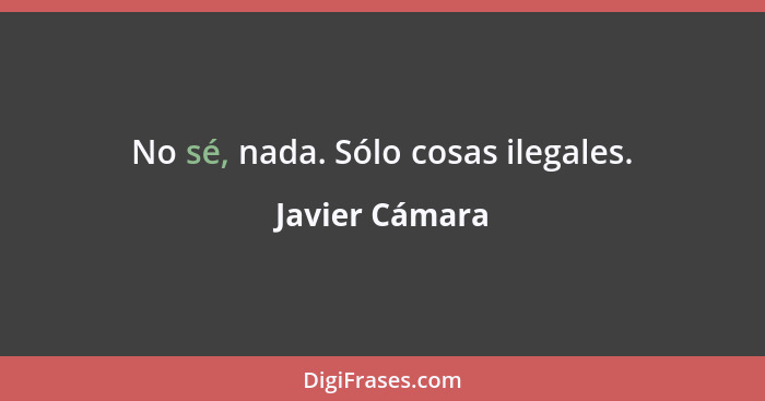 No sé, nada. Sólo cosas ilegales.... - Javier Cámara