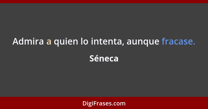 Admira a quien lo intenta, aunque fracase.... - Séneca