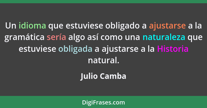 Un idioma que estuviese obligado a ajustarse a la gramática sería algo así como una naturaleza que estuviese obligada a ajustarse a la H... - Julio Camba