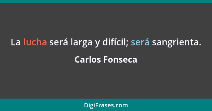 La lucha será larga y difícil; será sangrienta.... - Carlos Fonseca