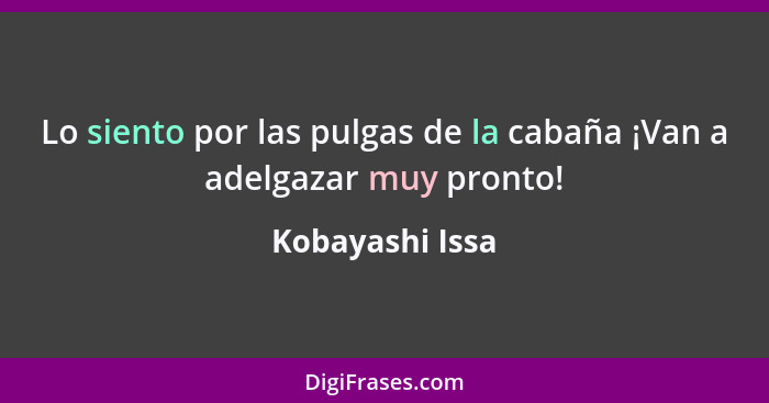 Lo siento por las pulgas de la cabaña ¡Van a adelgazar muy pronto!... - Kobayashi Issa