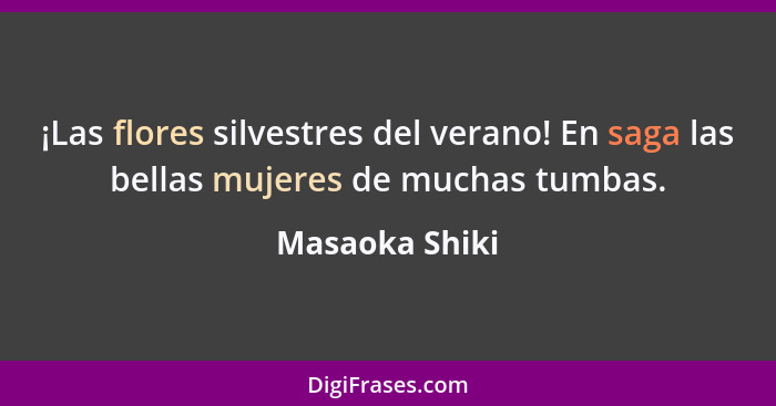 ¡Las flores silvestres del verano! En saga las bellas mujeres de muchas tumbas.... - Masaoka Shiki