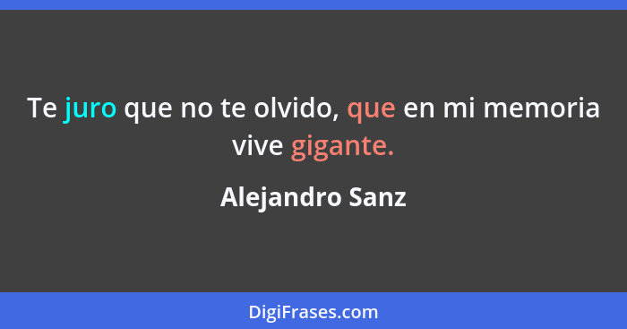 Te juro que no te olvido, que en mi memoria vive gigante.... - Alejandro Sanz