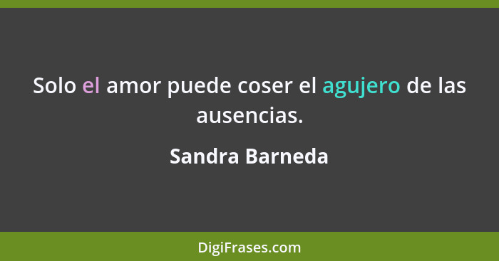 Solo el amor puede coser el agujero de las ausencias.... - Sandra Barneda