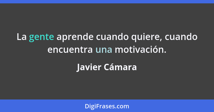 La gente aprende cuando quiere, cuando encuentra una motivación.... - Javier Cámara