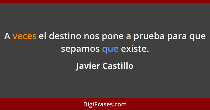 A veces el destino nos pone a prueba para que sepamos que existe.... - Javier Castillo