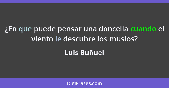 ¿En que puede pensar una doncella cuando el viento le descubre los muslos?... - Luis Buñuel