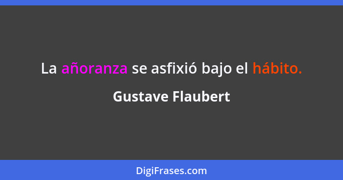 La añoranza se asfixió bajo el hábito.... - Gustave Flaubert